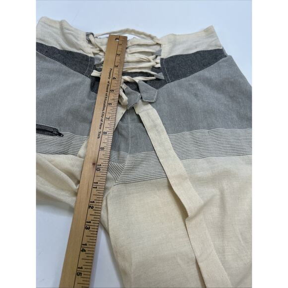 Karma Nepal Crafts Women's M Cotton Baggy Boho Pants Harem Gray Beige Whimsy￼ - Picture 9 of 12